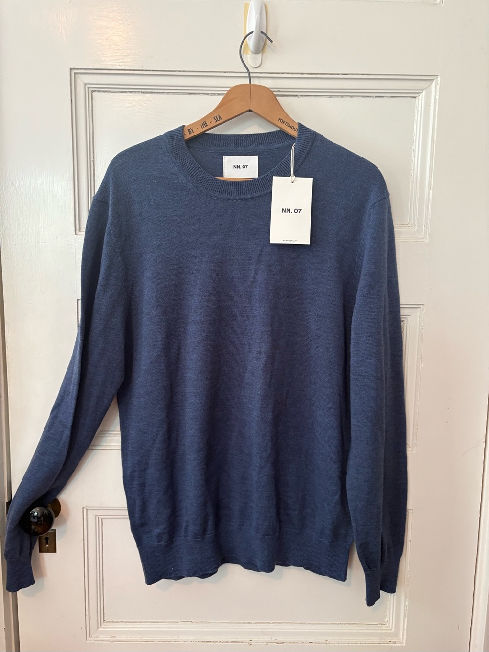 NWT NN.07 Classic Crewneck Sweater in Denim Blue $225